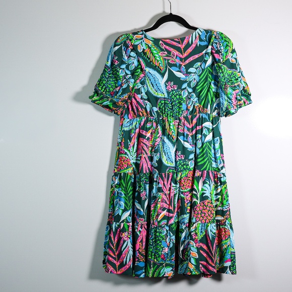 Lilly Pulitzer Chiara Tiered Cotton Pullover Tiered Sunshine Jungle Dress Medium - Picture 4 of 4